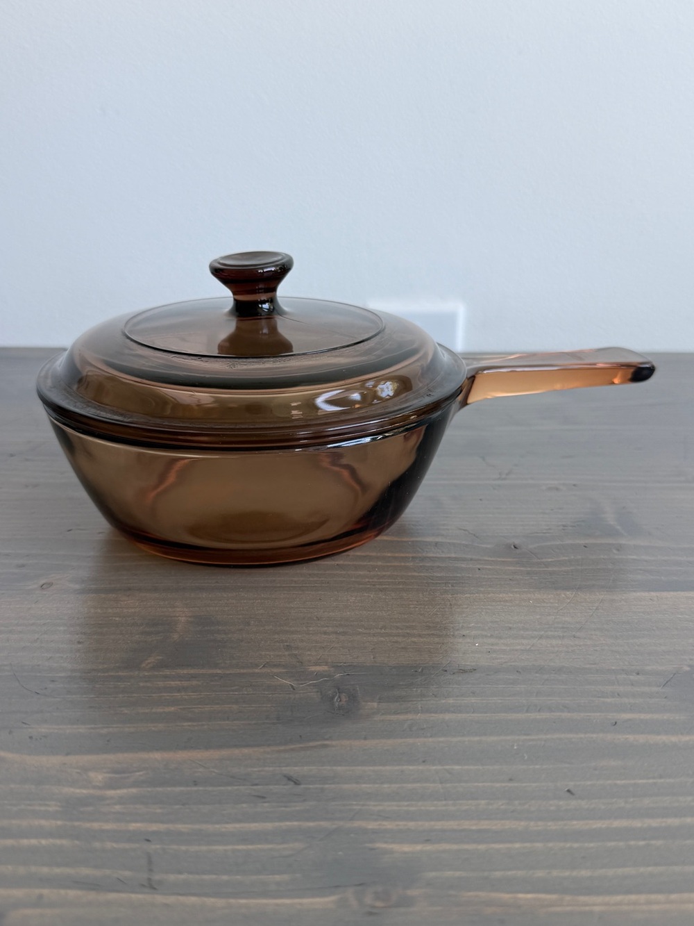 Vintage Amber glass Corning Visions saucepan
Pyrex lid